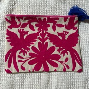 Embroidered Clutch with Tassel Zipper